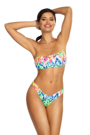 Nowoczesne bikini w kolorowe wzory i krój bandeau