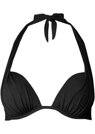 Damskie stylowe bikini z fiszbinami w kolorze czarnym.