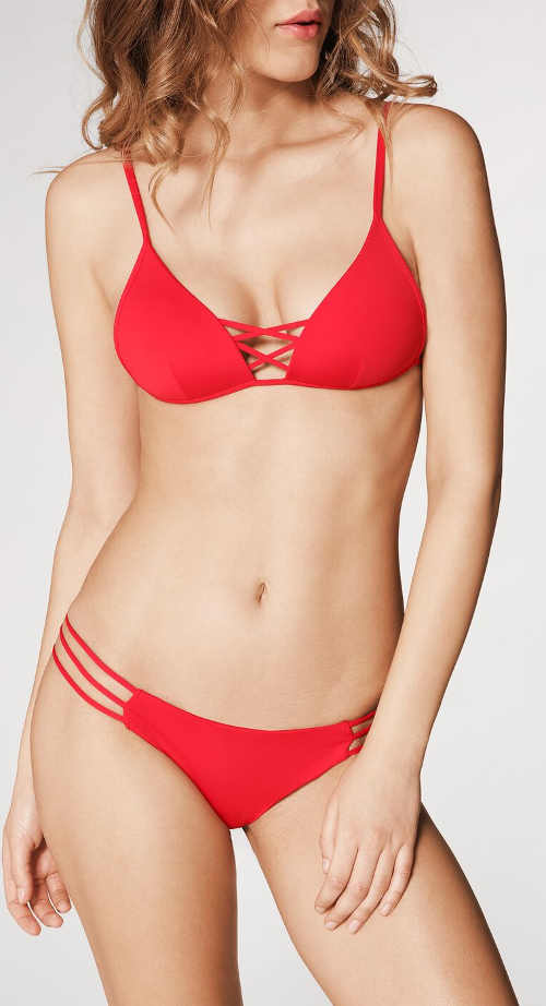 Jednolity kolor czerwony sexy damski dwuczęściowy kostium kąpielowy