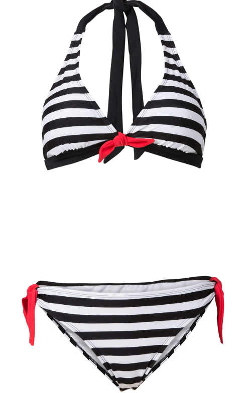 Czarno-biały damski dwuczęściowy kostium kąpielowy