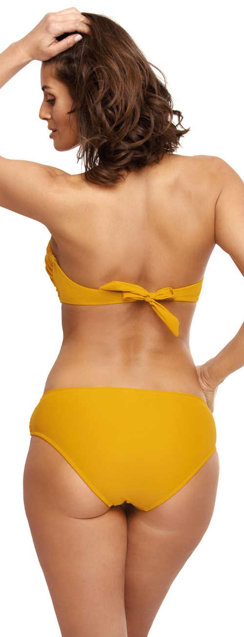 Dwuczęściowy kostium kąpielowy w jednolitym kolorze, jasnożółty, wiązany na szyi i plecach