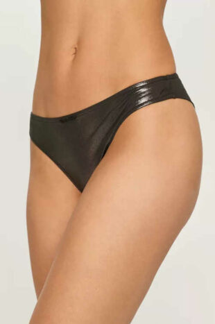 Czarny dół od bikini brazyliany Calvin Klein z błyszczącego elastycznego materiału